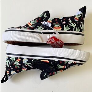 Toddler Vans Black Slip-On Shoes with Cactus Design